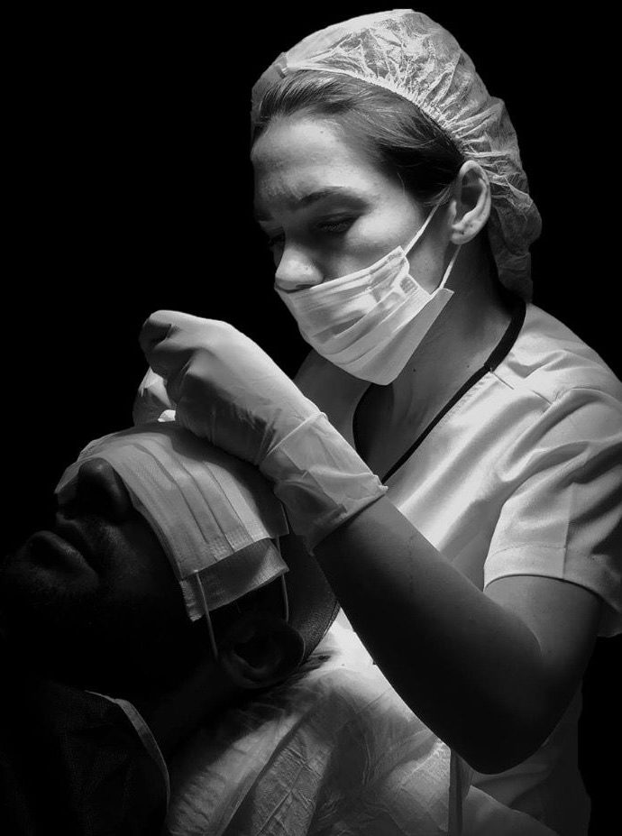 Hair transplant procedure performed by medical team in Istanbul