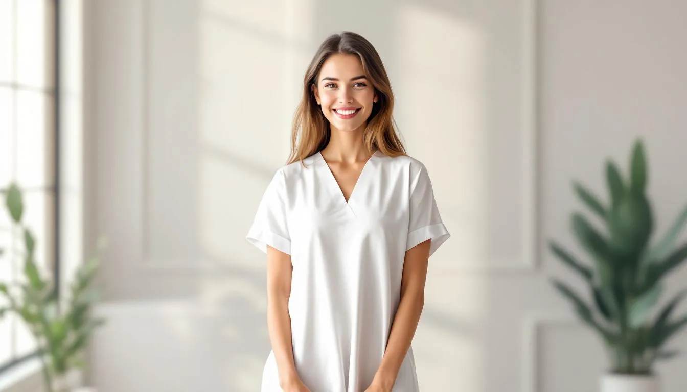 Una paciente feliz mostrando los beneficios de la liposucción.